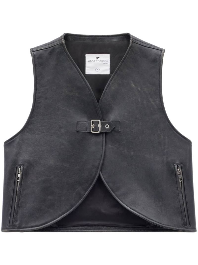 Courrèges Ellipse leather vest - Black von Courrèges