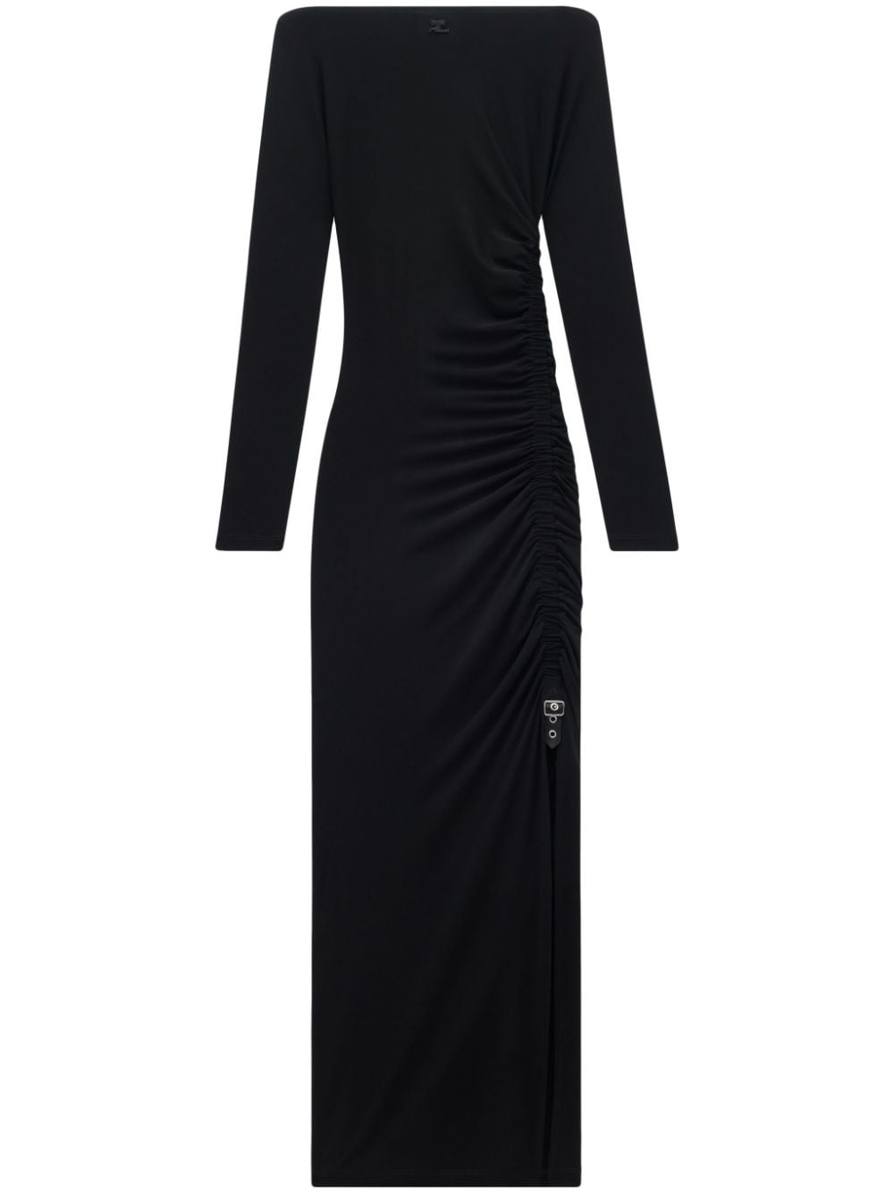 Courrèges GATHER CREPE JERSEY LONG DRESS - Black von Courrèges