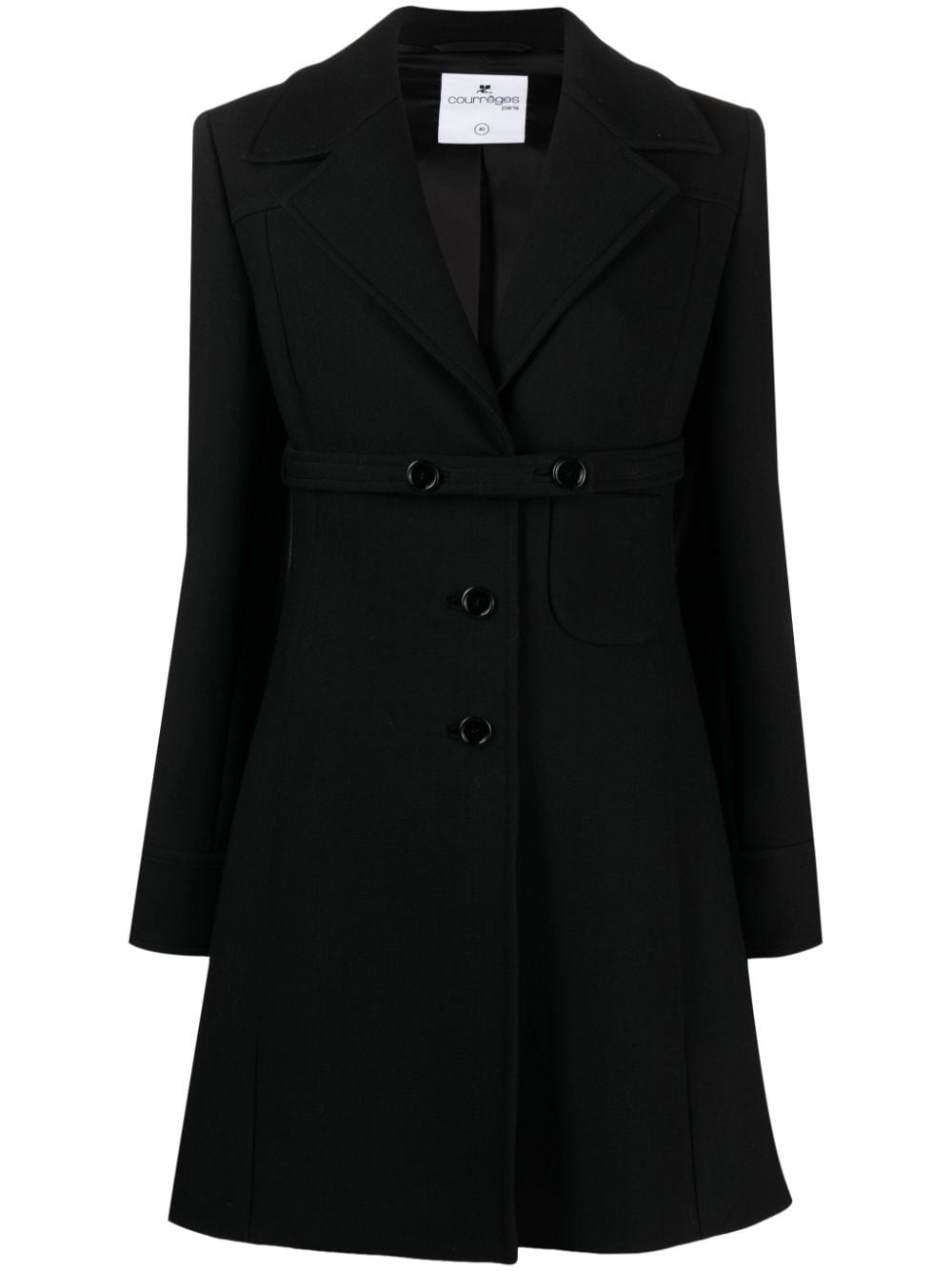 Courrèges belted crepe coat - Black von Courrèges