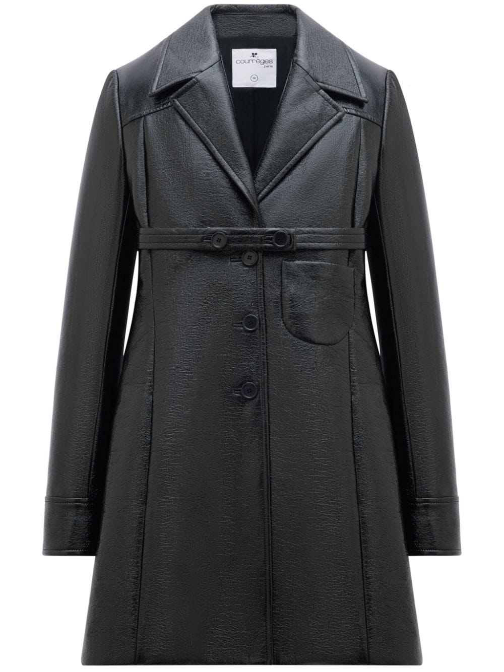 Courrèges Heritage belted vinyl tailored coat - Black von Courrèges