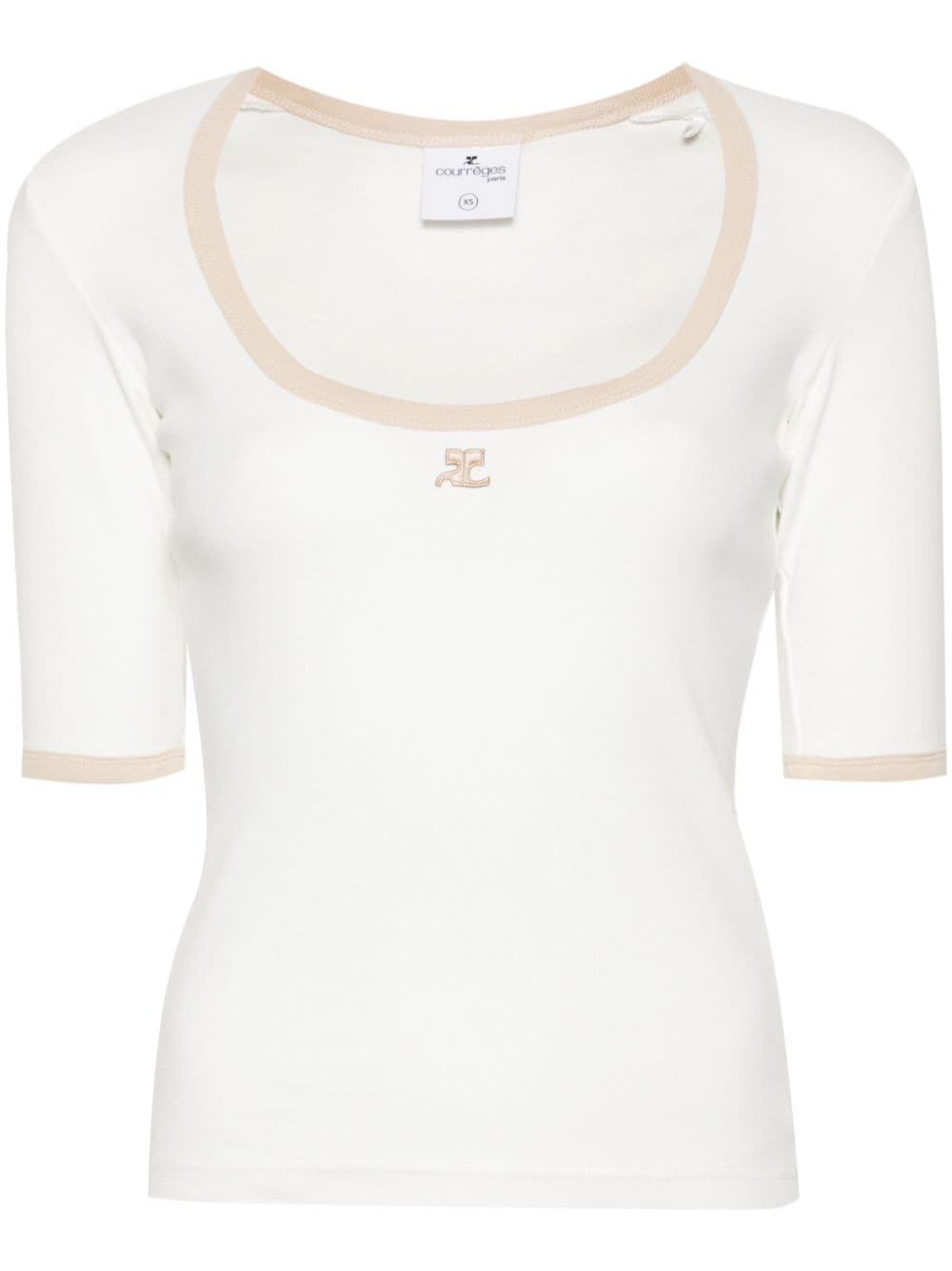 Courrèges Holistic Contrast cotton T-shirt - White von Courrèges