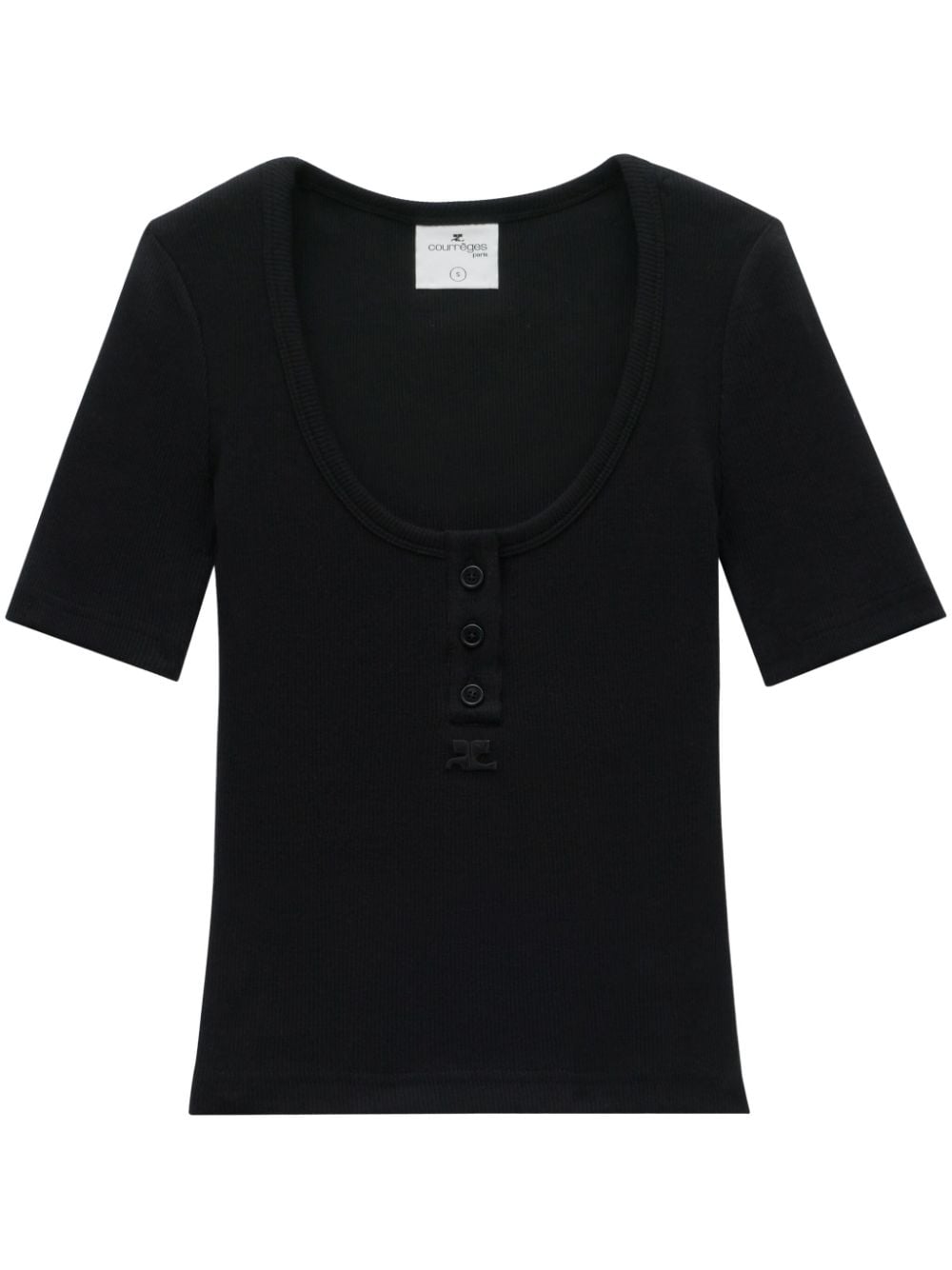 Courrèges Holistic Snaps ribbed-knit top - Black von Courrèges