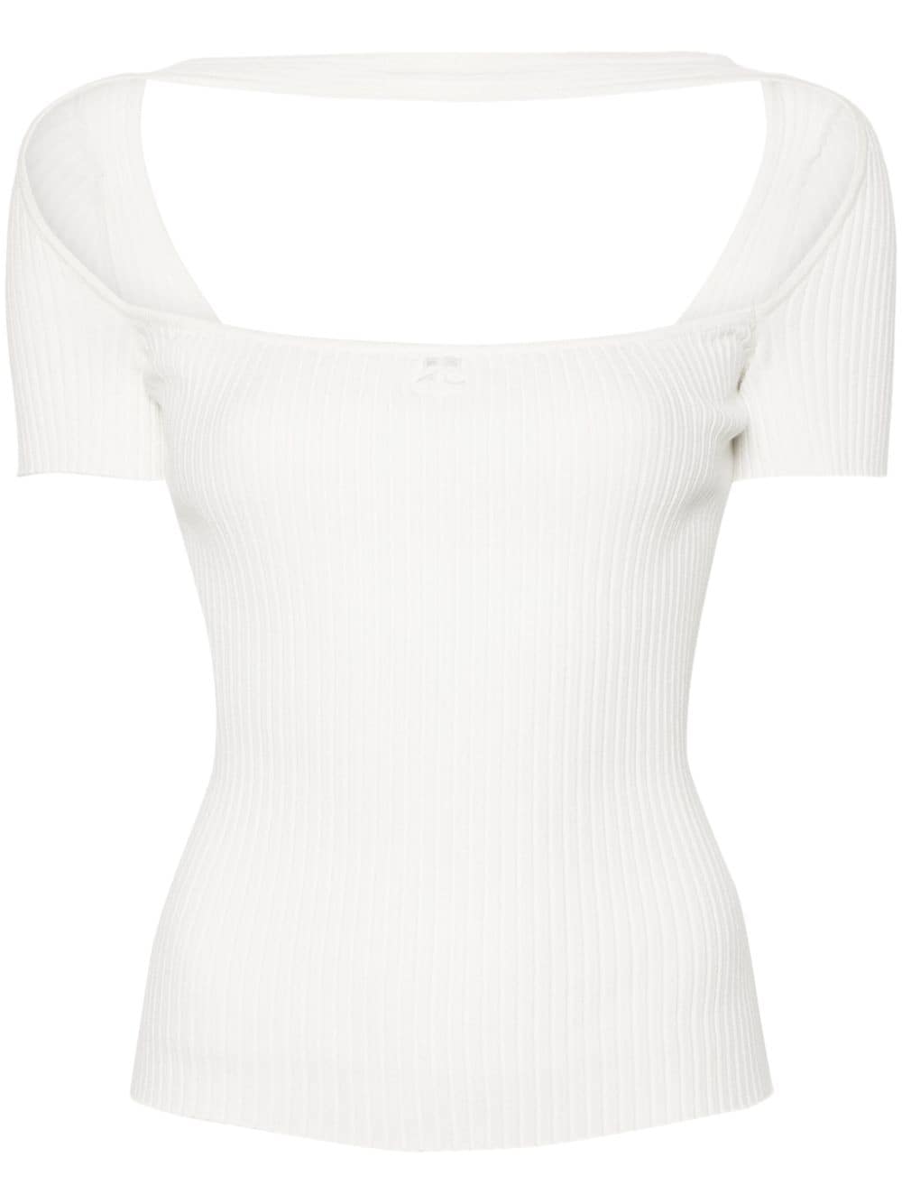 Courrèges Hyperbole ribbed-knit T-shirt - White von Courrèges