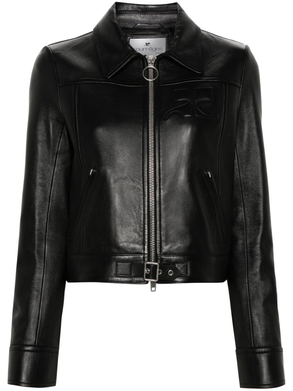 Courrèges Iconic zip-up leather jacket - Black von Courrèges