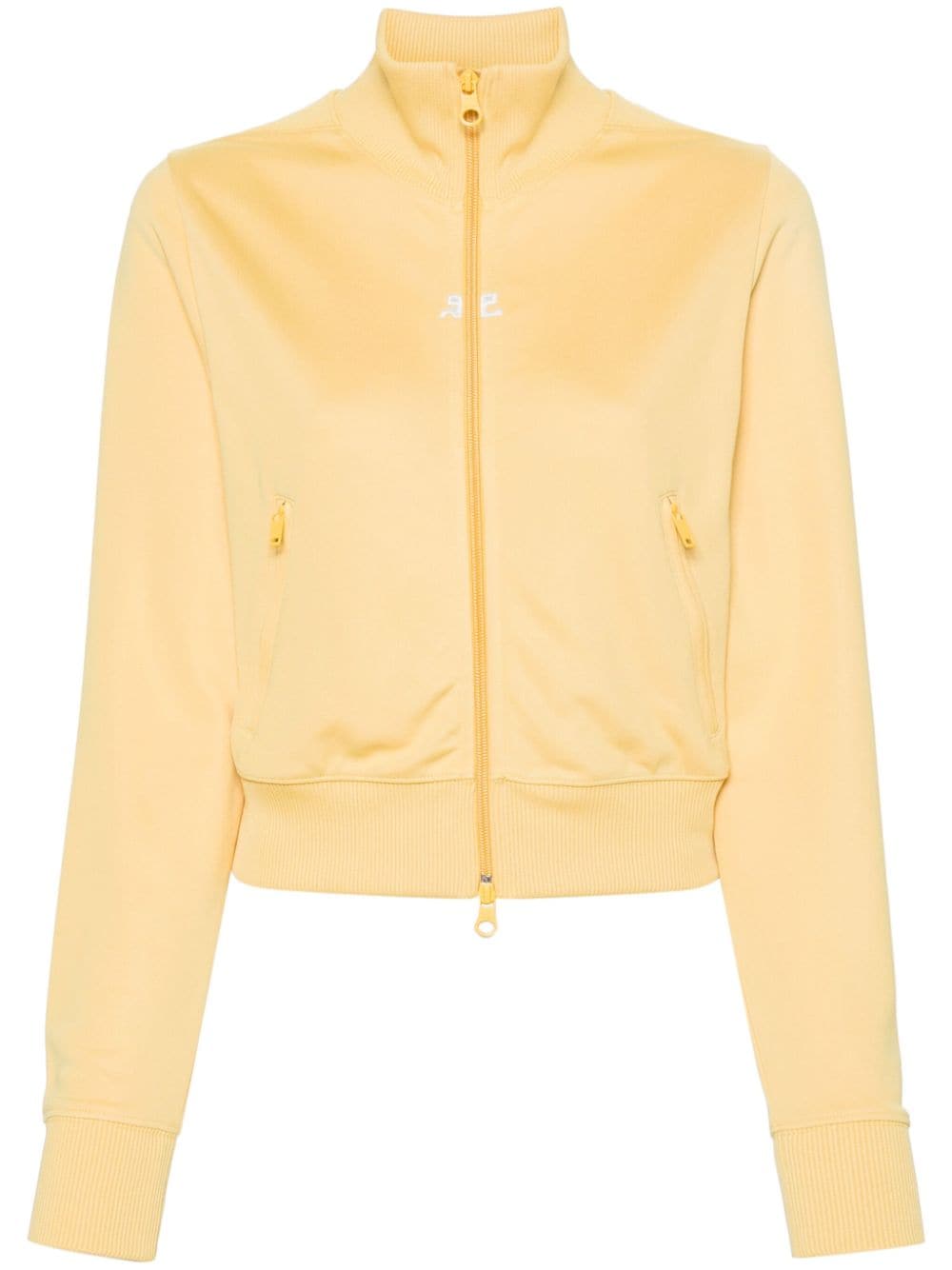 Courrèges Interlock logo-embroidered zip-up sweatshirt - Yellow von Courrèges