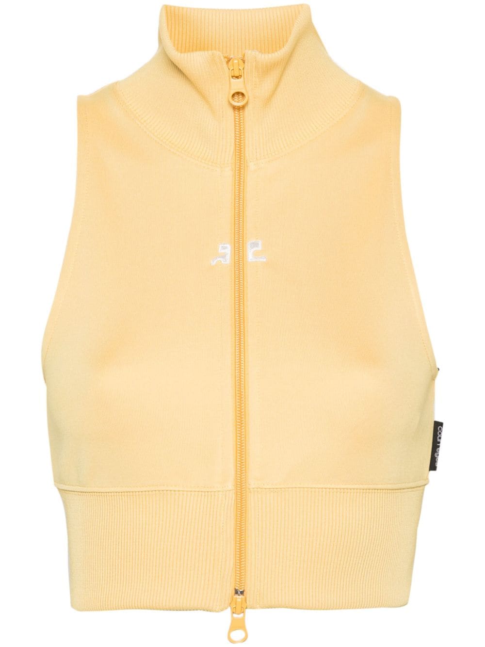 Courrèges Interlock zipped cropped top - Yellow von Courrèges