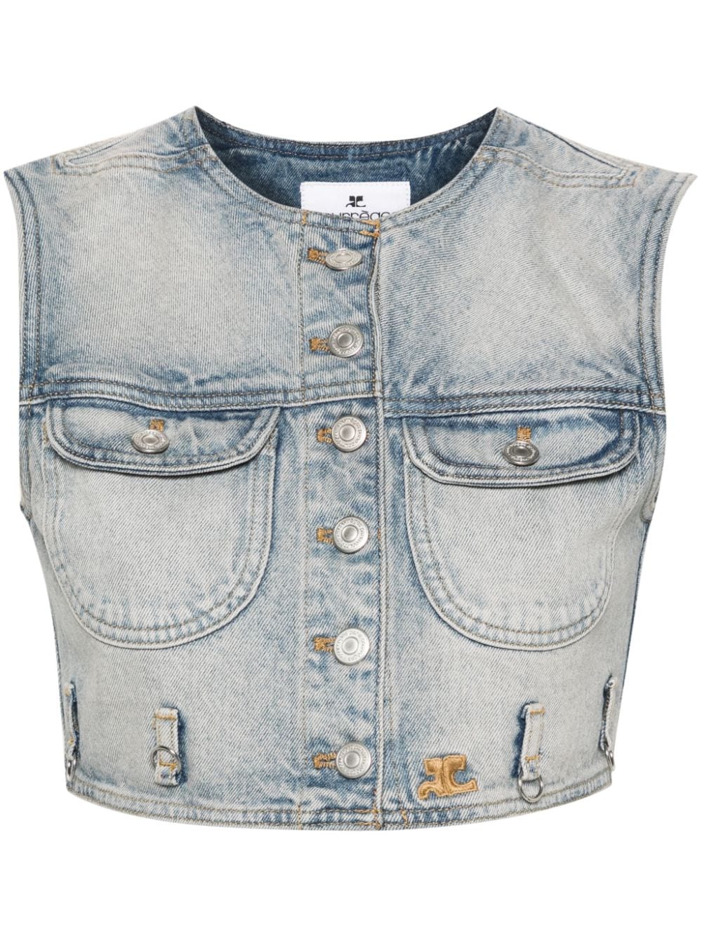 Courrèges Multiflex cropped denim vest - Blue von Courrèges