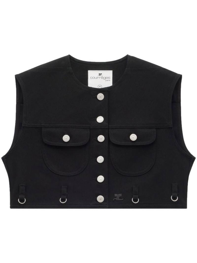 Courrèges Multiflex denim cropped vest - Black von Courrèges