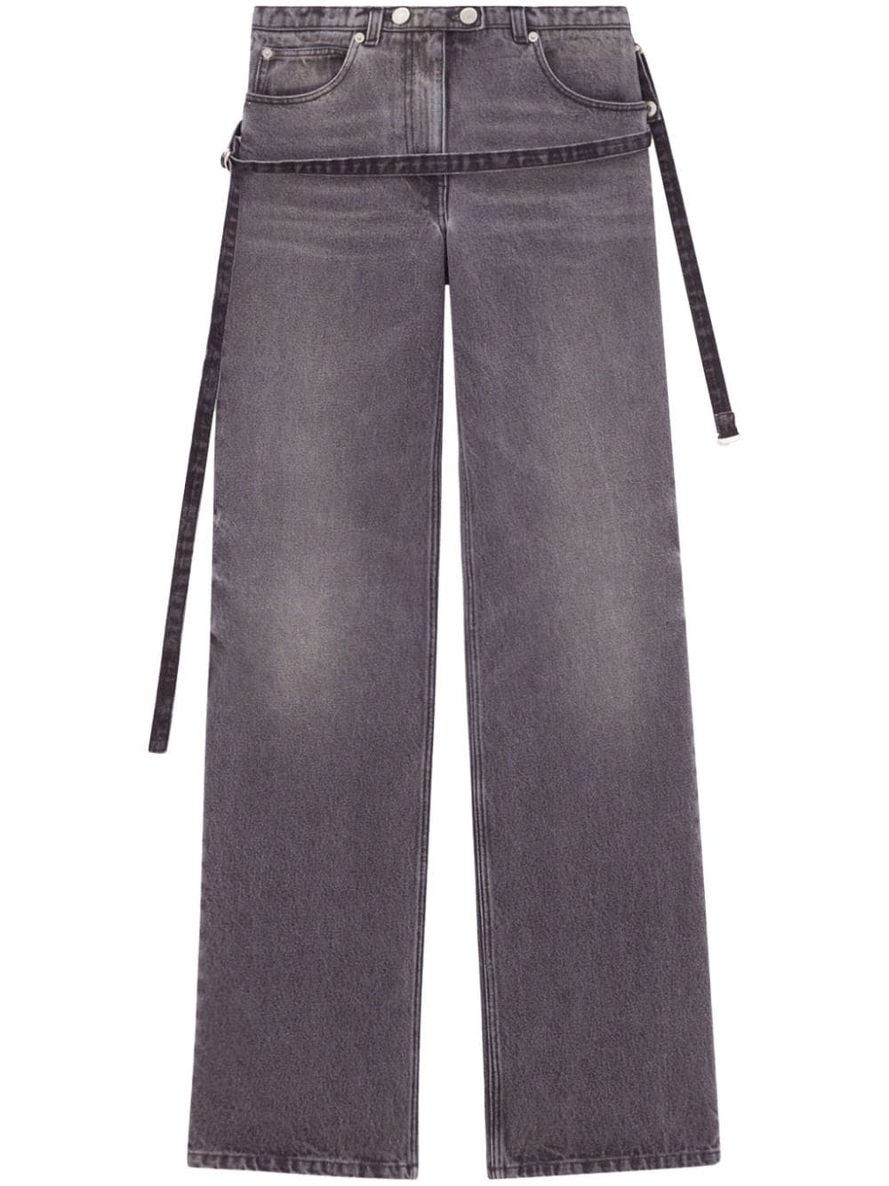 Courrèges One Strap stonewashed mid-rise jeans - Grey von Courrèges