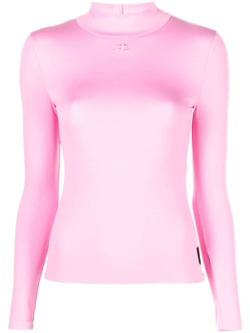 Courrèges Techno mock-neck stretch-jersey T-shirt - Pink von Courrèges