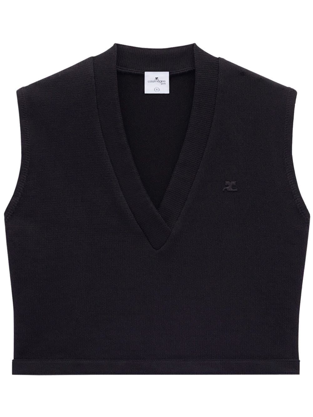 Courrèges Varsity logo-appliqué cotton vest - Black von Courrèges