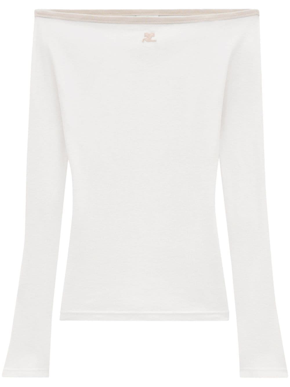 Courrèges boat-neck cotton top - White von Courrèges