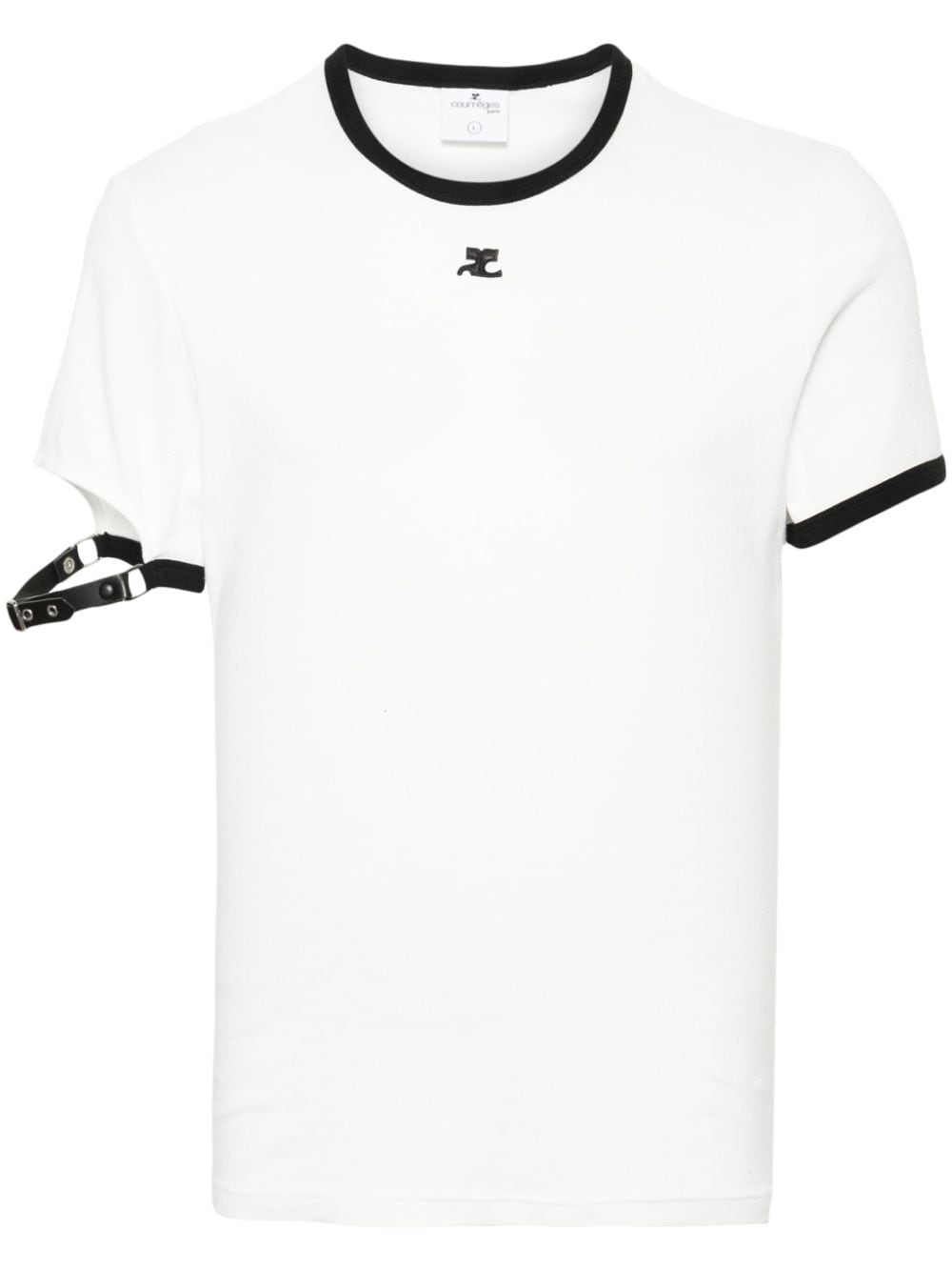 Courrèges buckle-detail logo-patch T-shirt - White von Courrèges