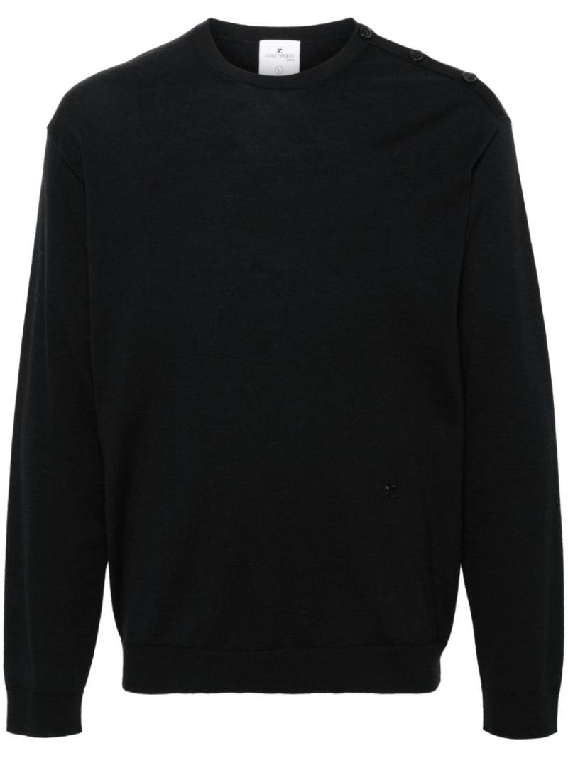 Courrèges button-fastening shoulder fine-knit jumper - Black von Courrèges