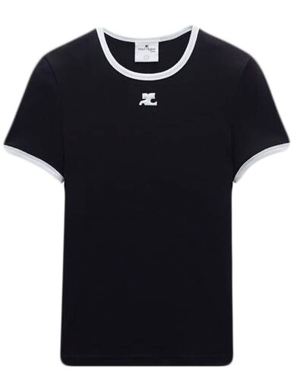 Courrèges Bumpy contrast cotton T-shirt - Black von Courrèges