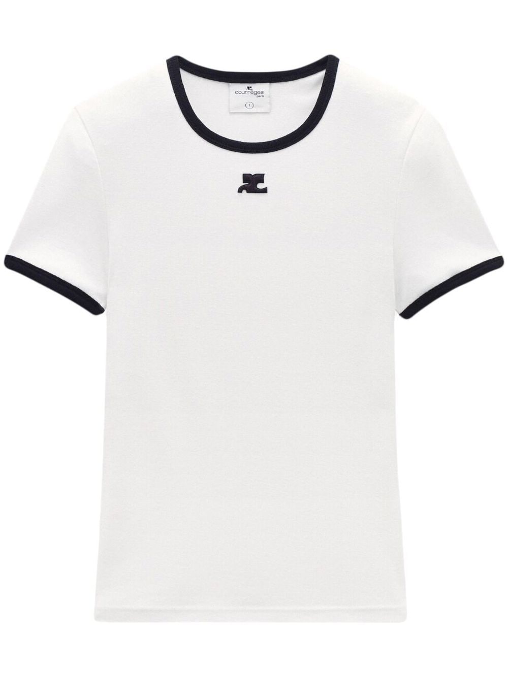 Courrèges contrast-trim cotton T-shirt - White von Courrèges