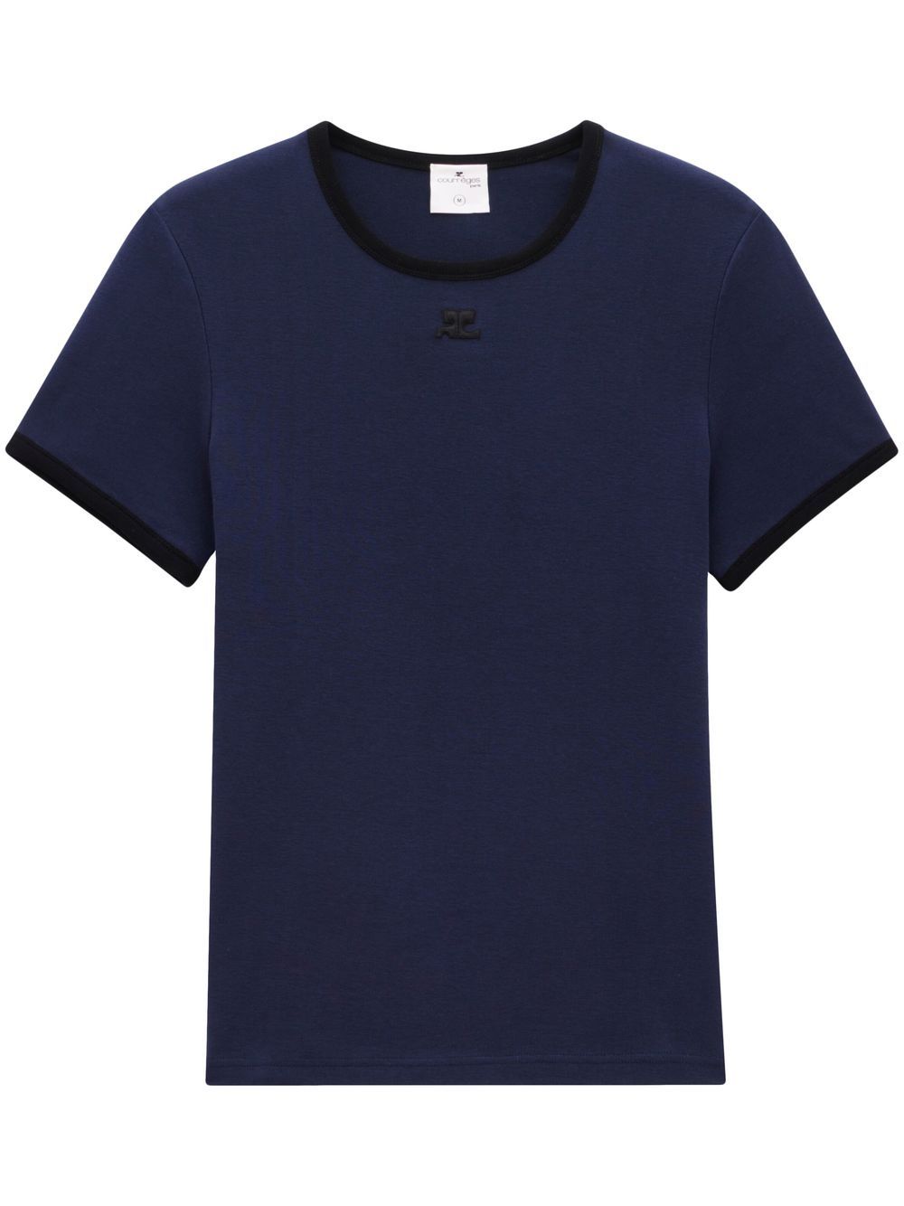 Courrèges contrasting-trim logo T-shirt - Blue von Courrèges