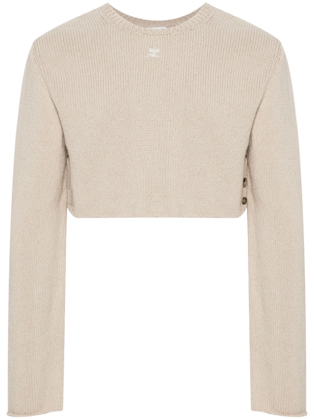 Courrèges cropped buttoned-slit jumper - Neutrals von Courrèges