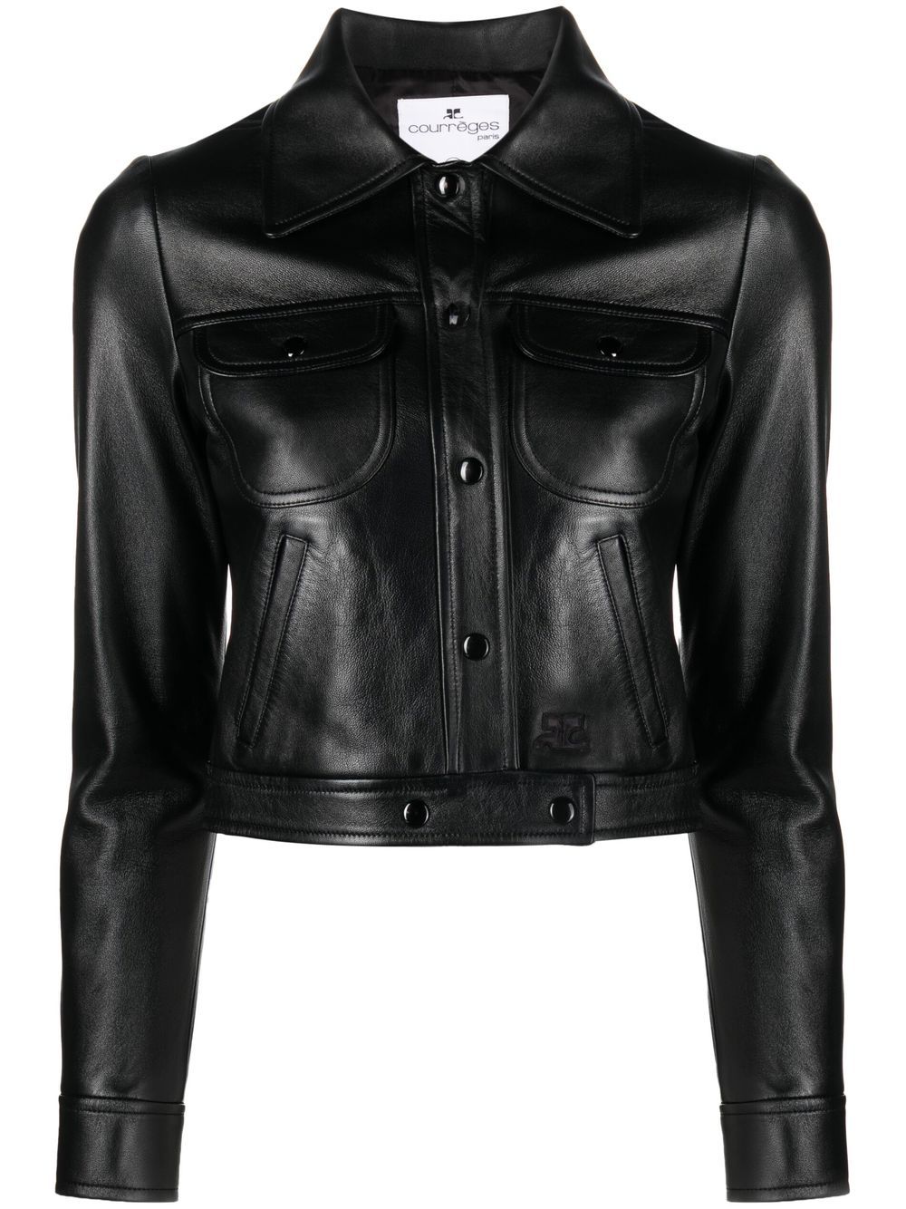 Courrèges cropped leather jacket - Black von Courrèges
