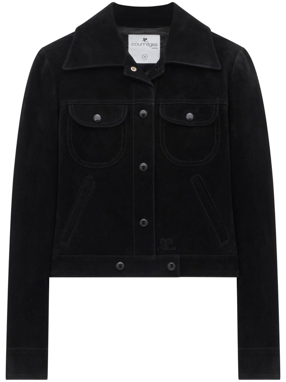 Courrèges cropped long-sleeve shirt jacket - Black von Courrèges