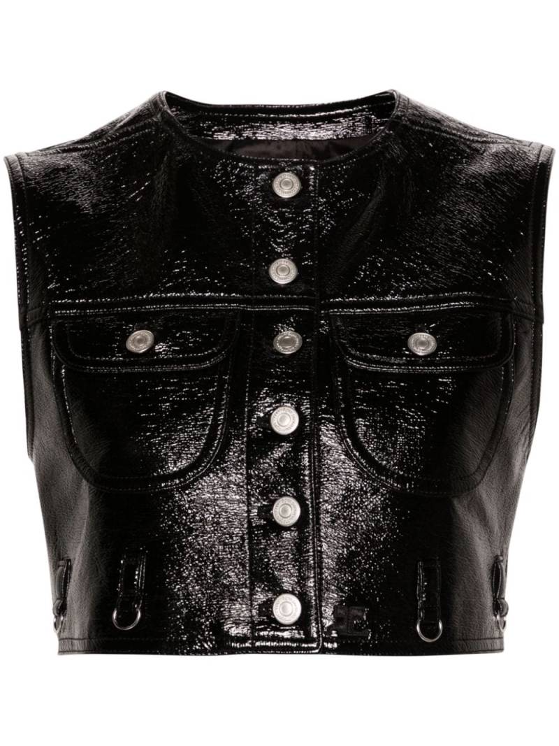 Courrèges faux-leather cropped gilet - Black von Courrèges
