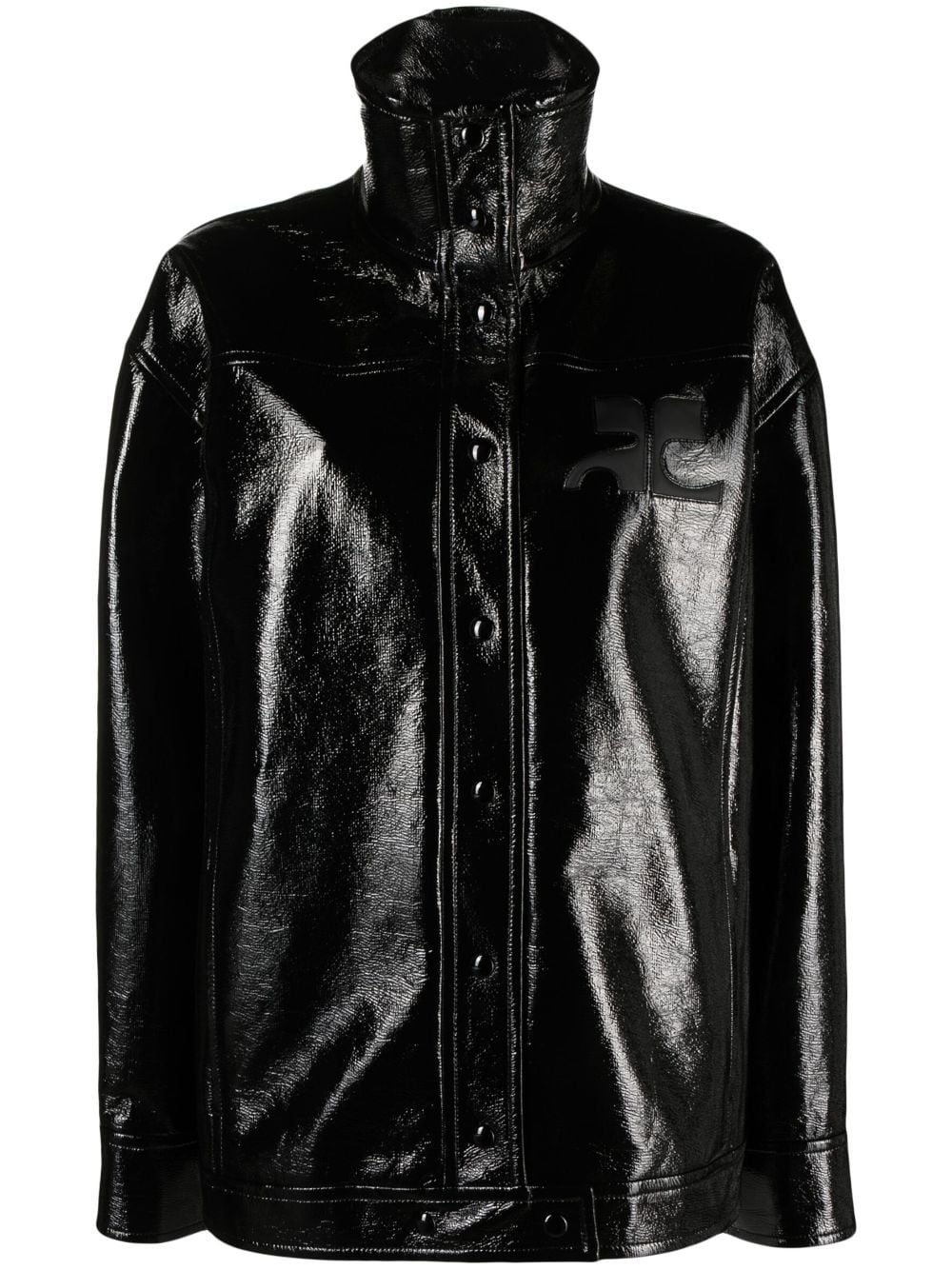 Courrèges high-neck vinyl jacket - Black von Courrèges