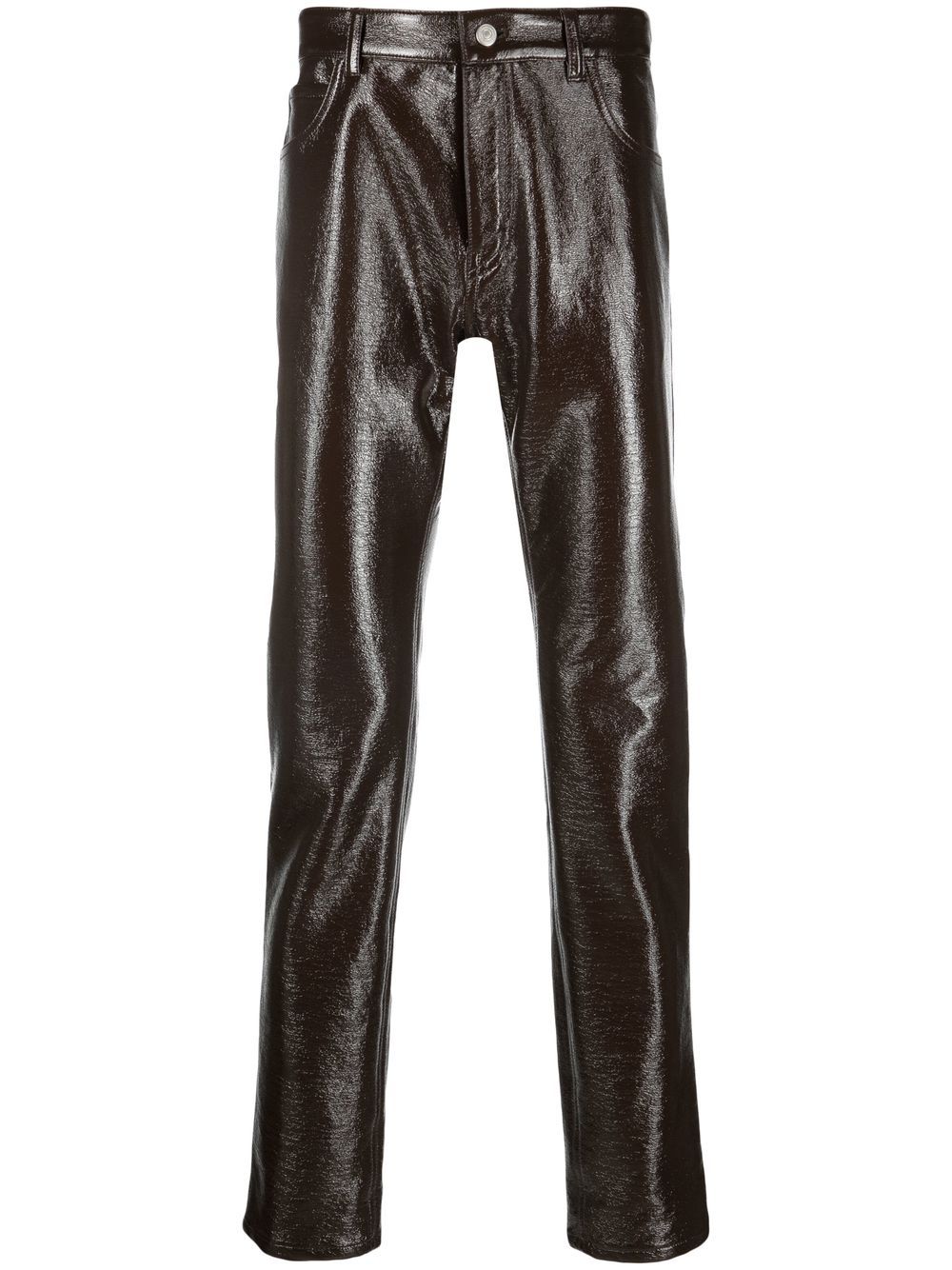 Courrèges high-shine tapered trousers - Brown von Courrèges