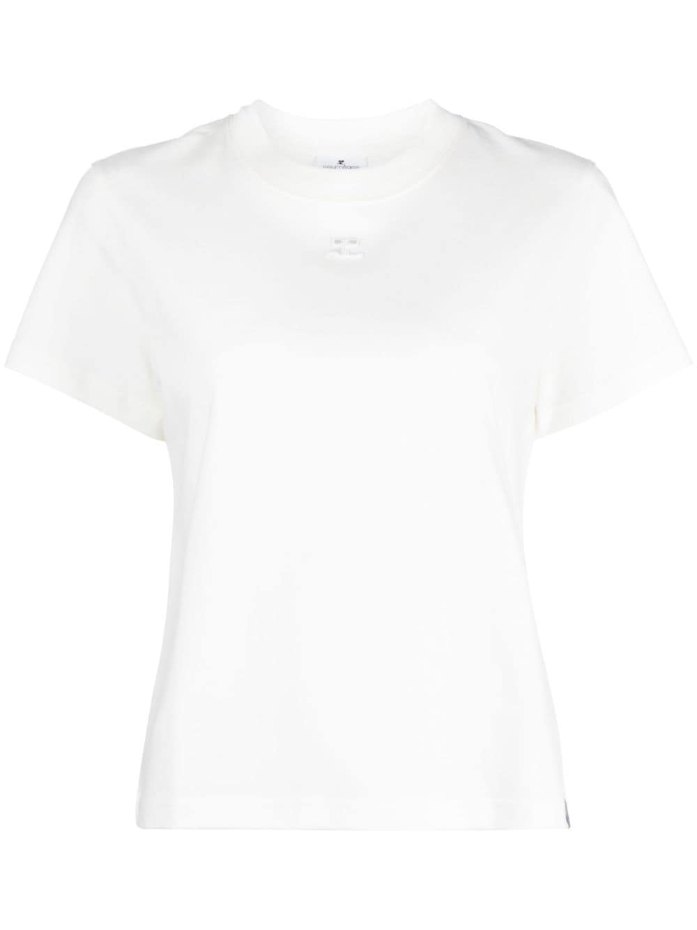 Courrèges logo-appliqué cotton T-shirt - White von Courrèges