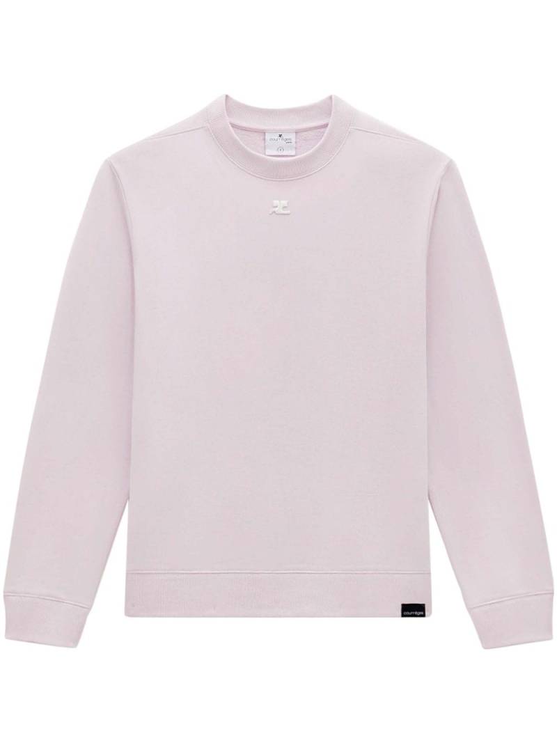 Courrèges logo-appliqué cotton sweatshirt - Pink von Courrèges