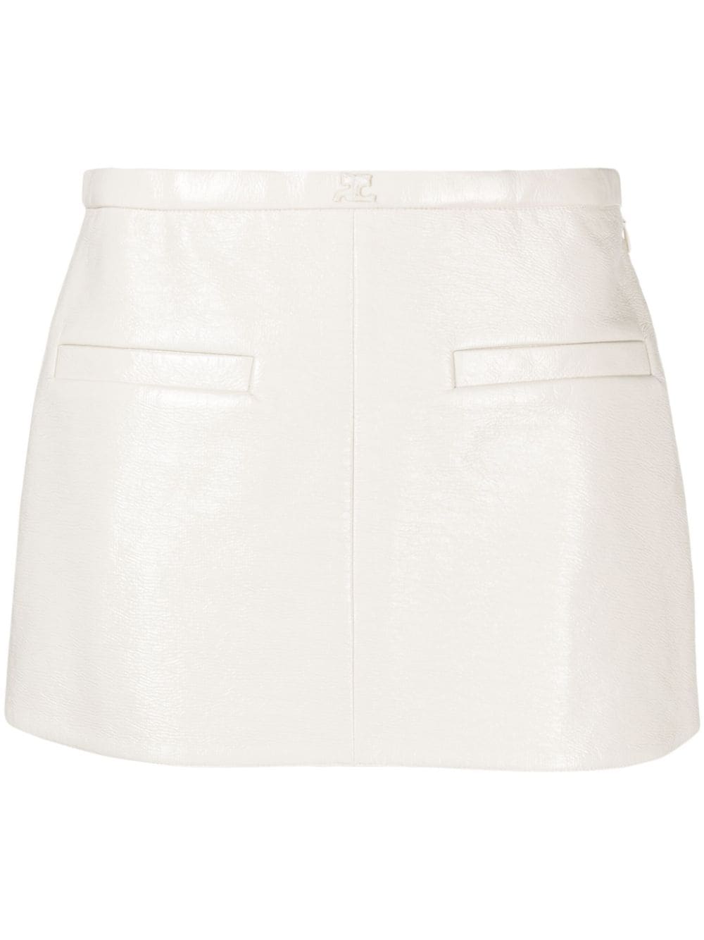 Courrèges logo-appliqué faux-leather miniskirt - White von Courrèges