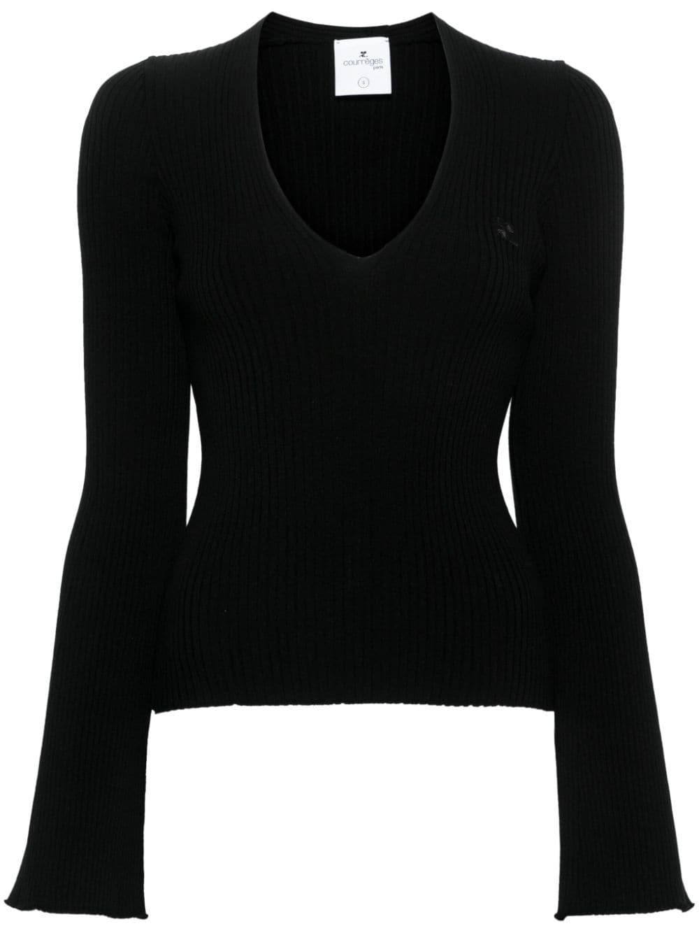 Courrèges logo-appliqué ribbed jumper - Black von Courrèges