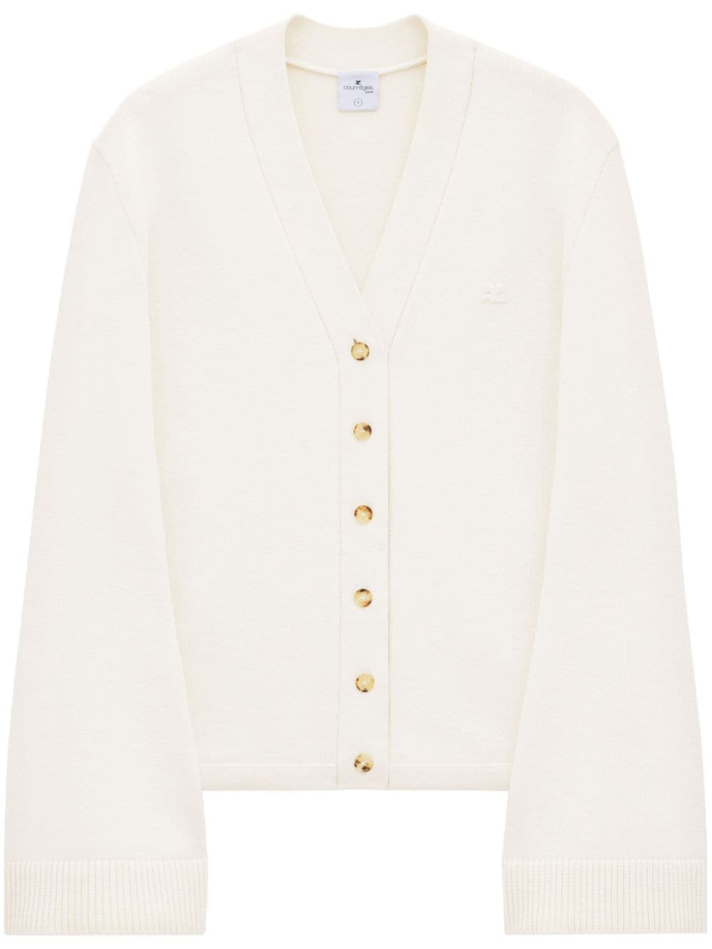 Courrèges logo-appliquéd cardigan - White von Courrèges