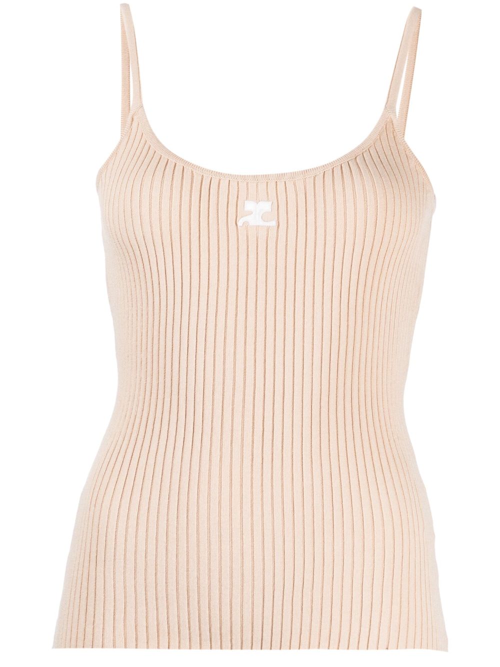 Courrèges logo-embossed ribbed-knit tank top - Brown von Courrèges