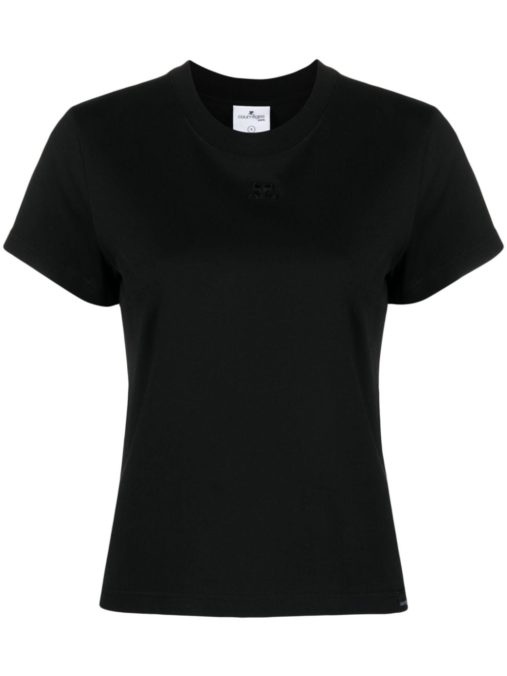 Courrèges logo-embroidered cotton T-shirt - Black von Courrèges
