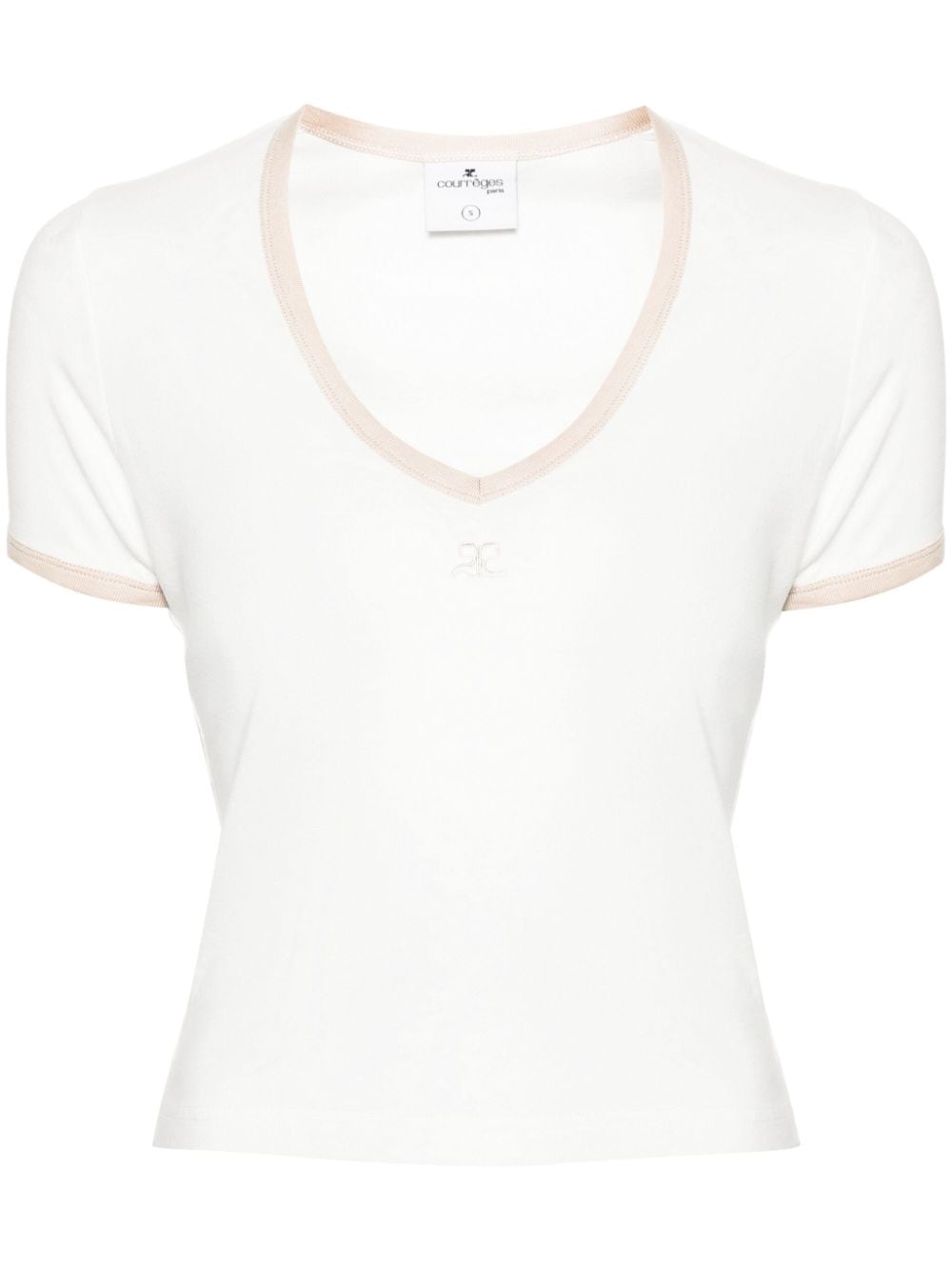 Courrèges logo-embroidered cotton T-shirt - White von Courrèges