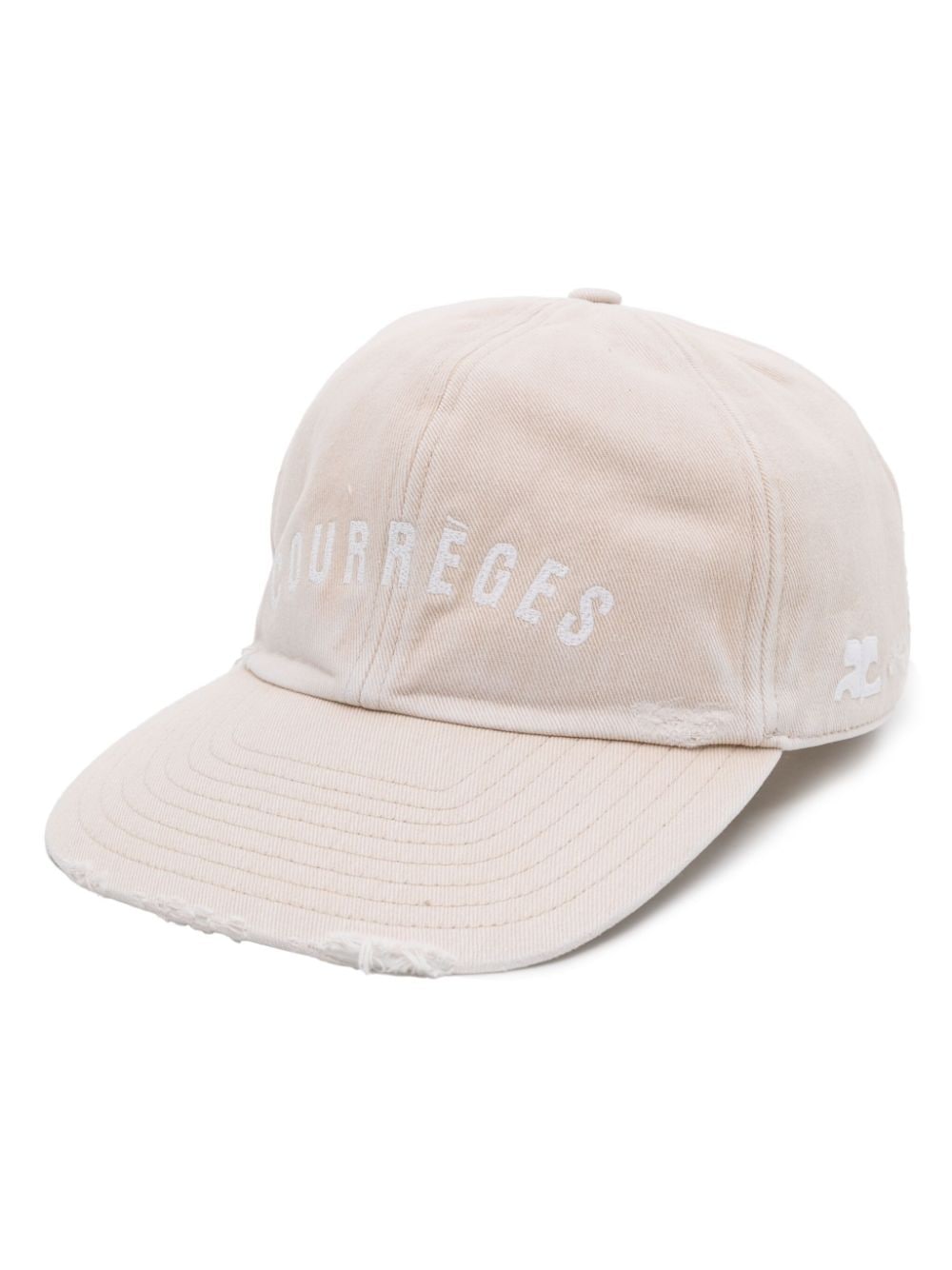 Courrèges logo-embroidered distressed cap - Neutrals von Courrèges