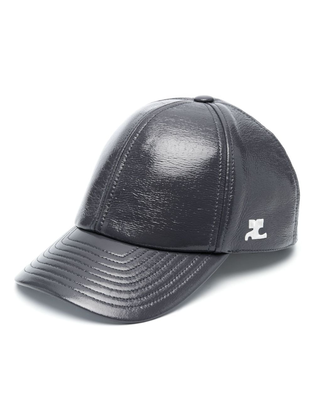 Courrèges logo-embroidered glossy-finish cap - Grey von Courrèges