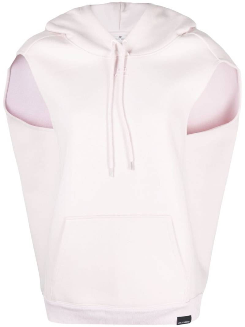 Courrèges logo-embroidered jersey hoodie - Pink von Courrèges