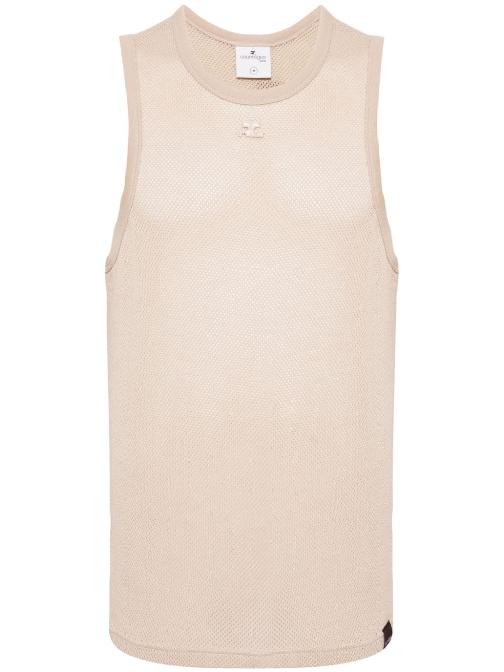 Courrèges logo-embroidered mesh top - Neutrals von Courrèges