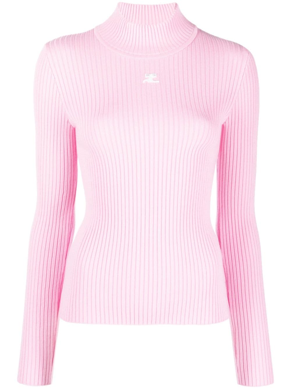 Courrèges logo-embroidered ribbed-knit jumper - Pink von Courrèges