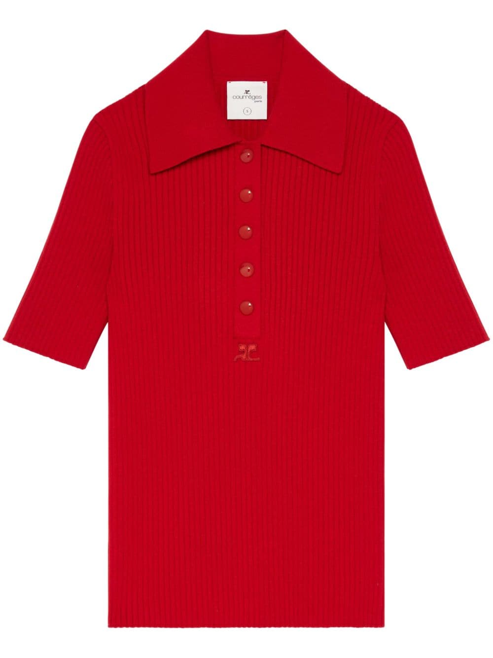 Courrèges logo-embroidered ribbed-knit polo top von Courrèges