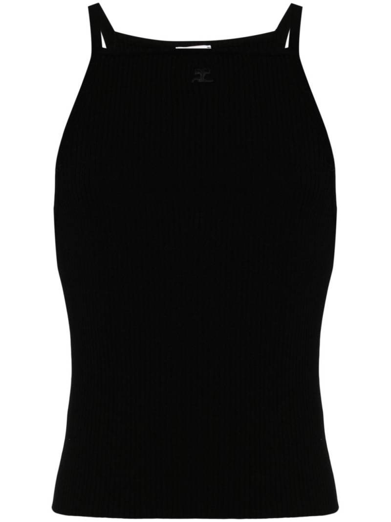 Courrèges logo-embroidered ribbed-knit top - Black von Courrèges