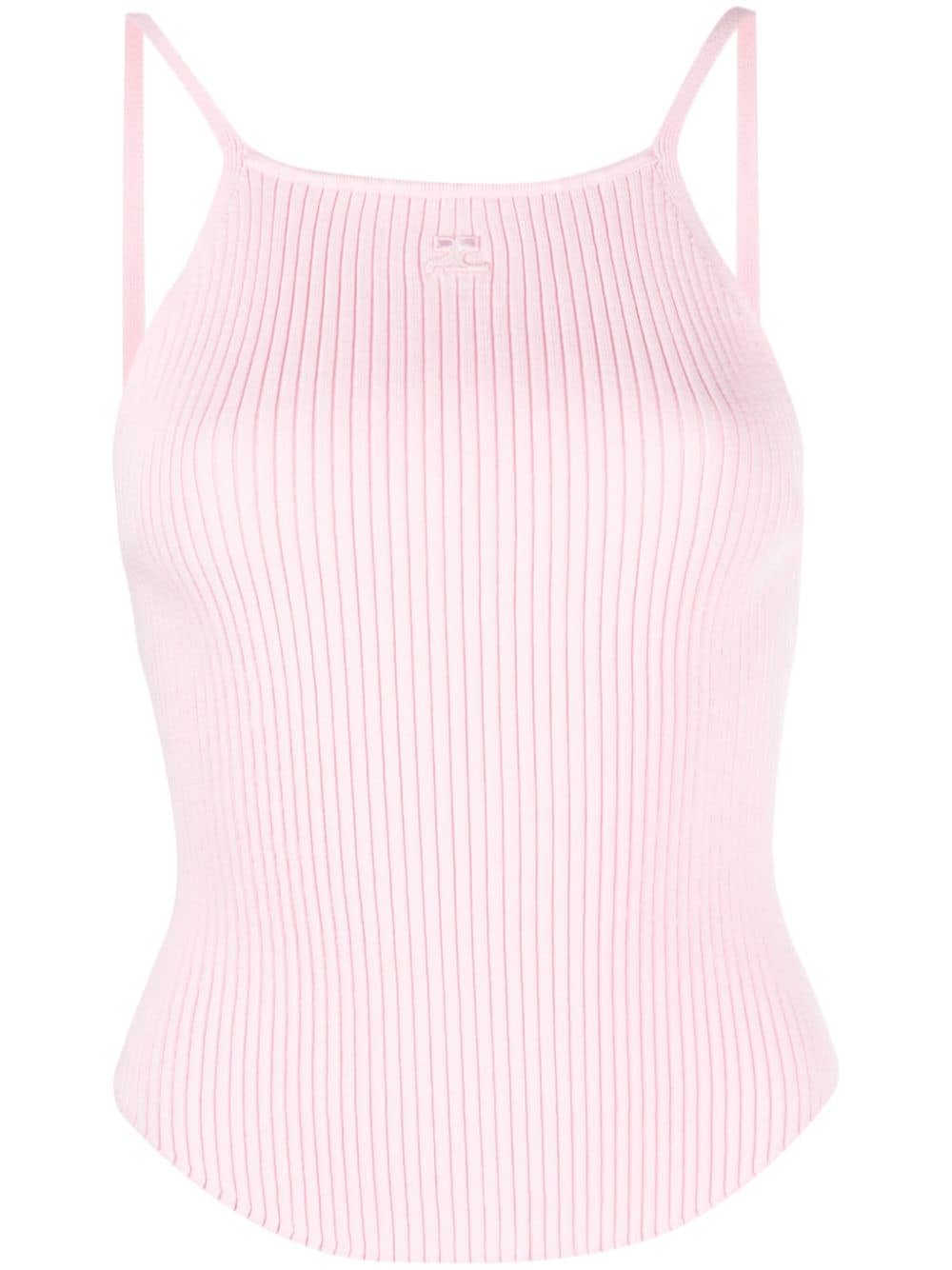 Courrèges logo-embroidered ribbed vest - Pink von Courrèges