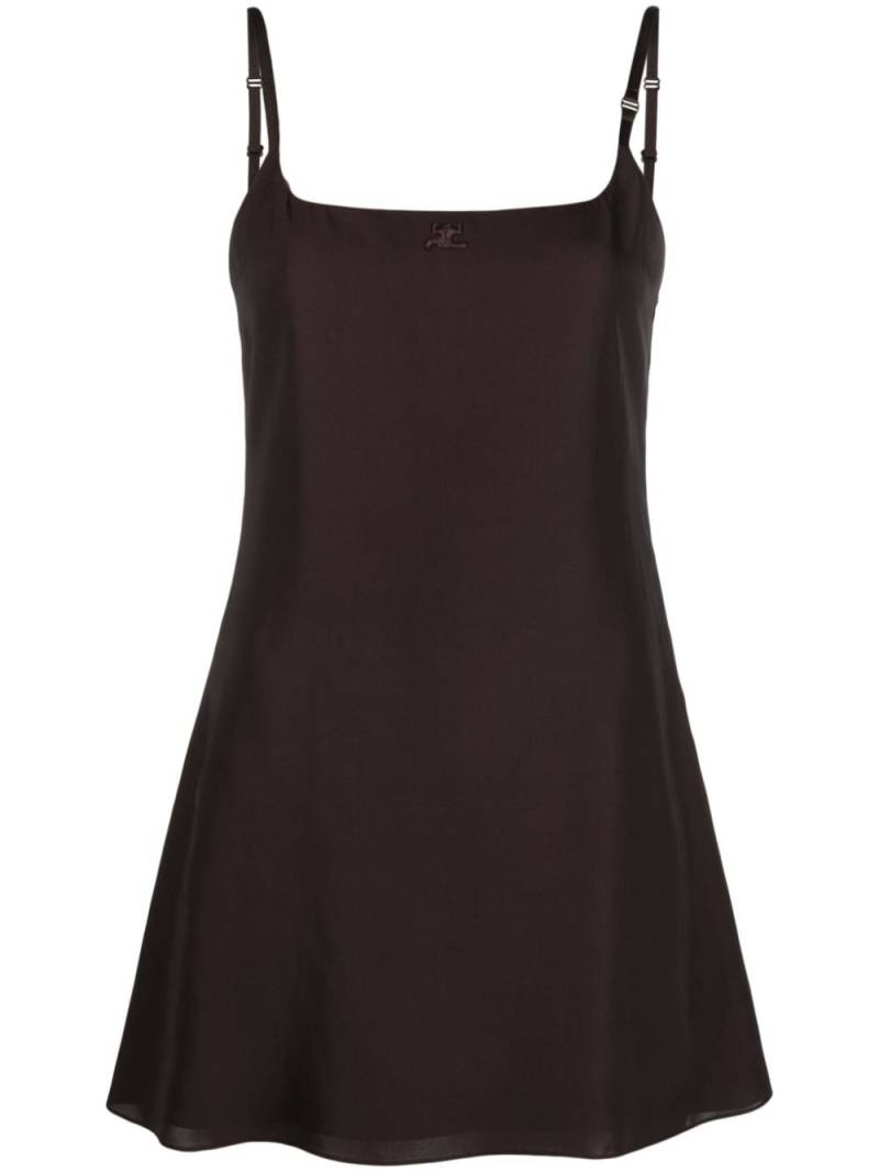 Courrèges logo-embroidered slip minidress - Brown von Courrèges