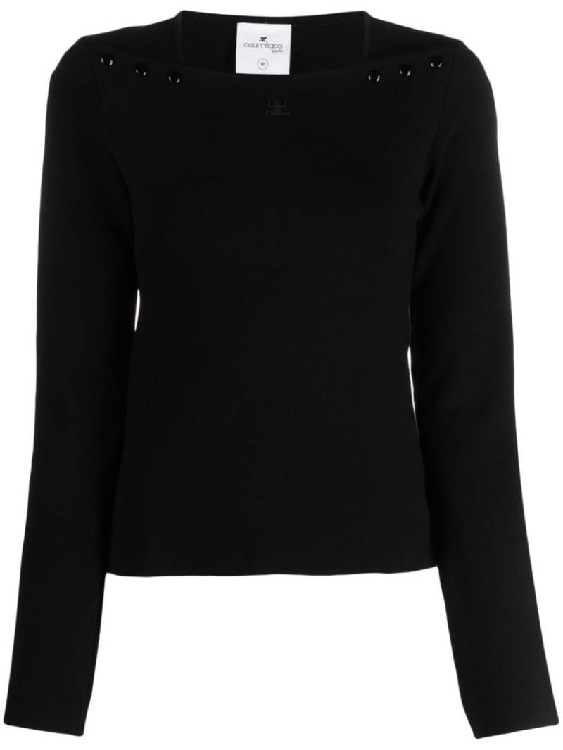 Courrèges logo-embroidered square-neck sweatshirt - Black von Courrèges
