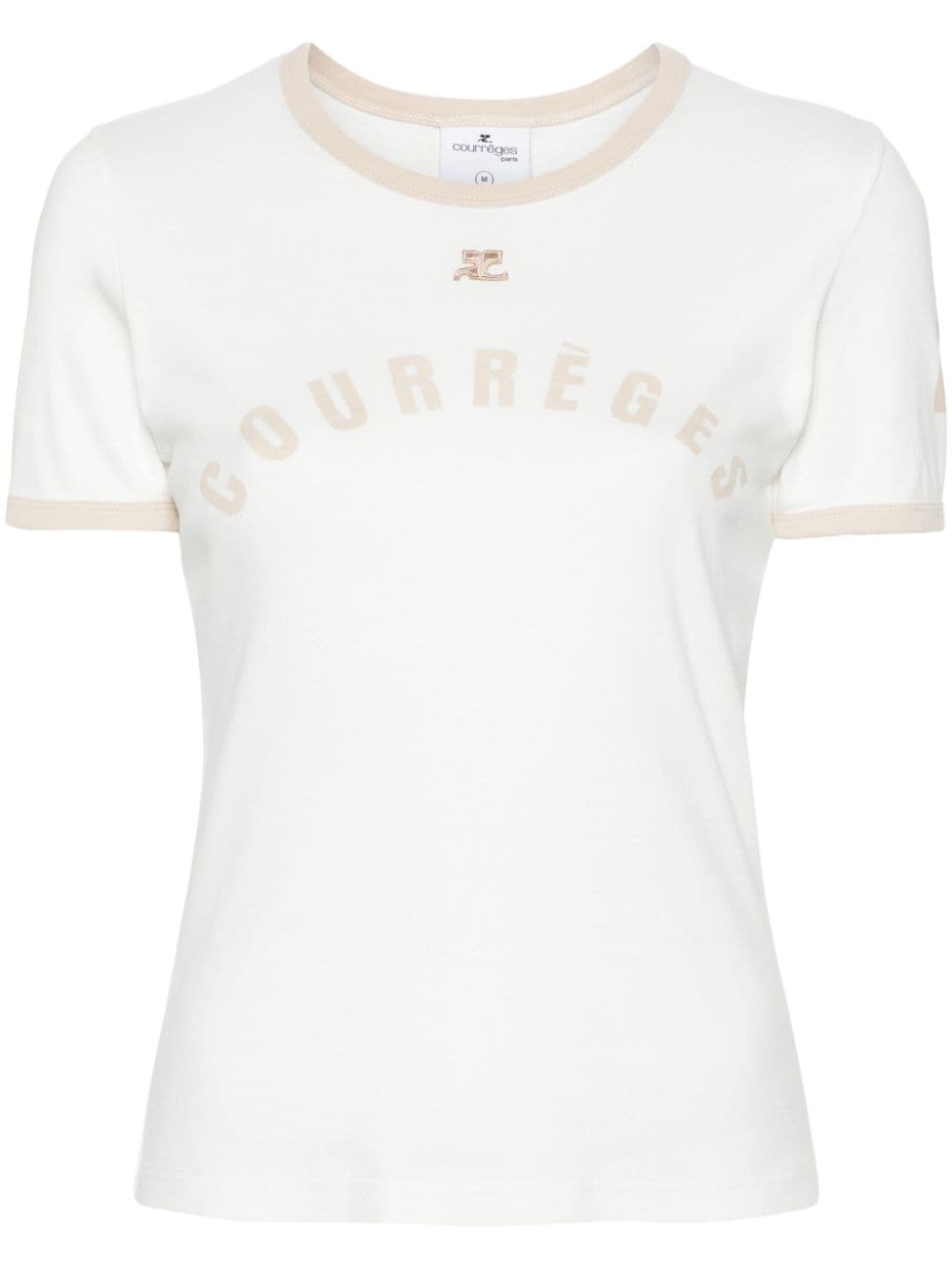 Courrèges logo-patch contrast-trim T-shirt - White von Courrèges