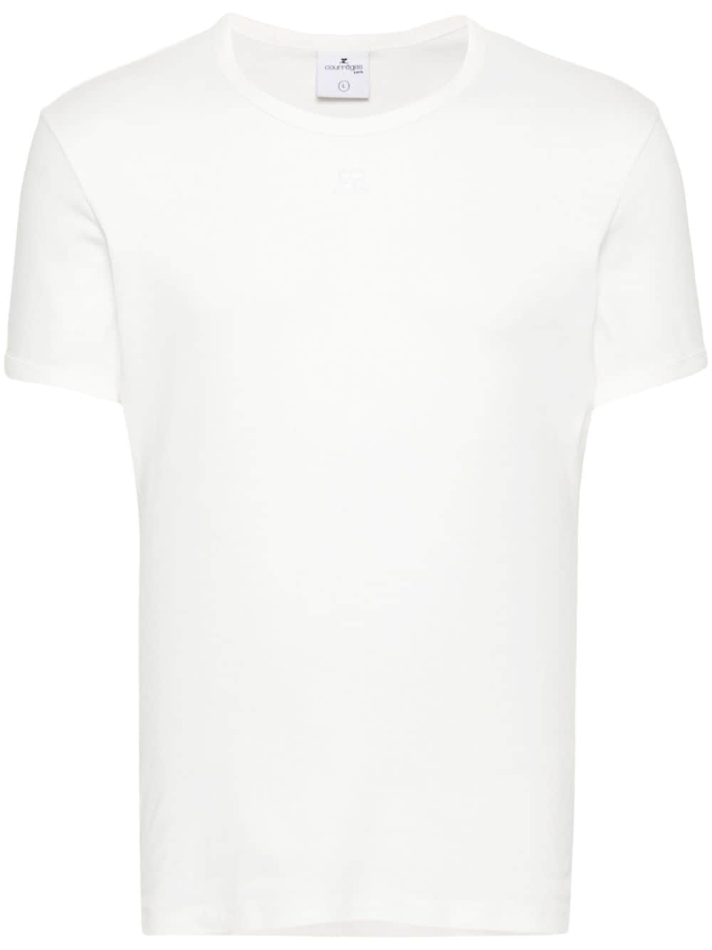 Courrèges logo-patch cotton T-shirt - White von Courrèges