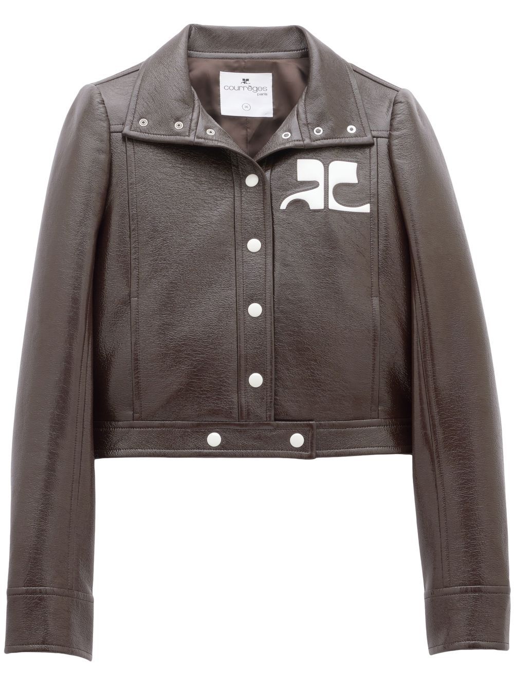 Courrèges logo-patch faux-leather jacket - Brown von Courrèges