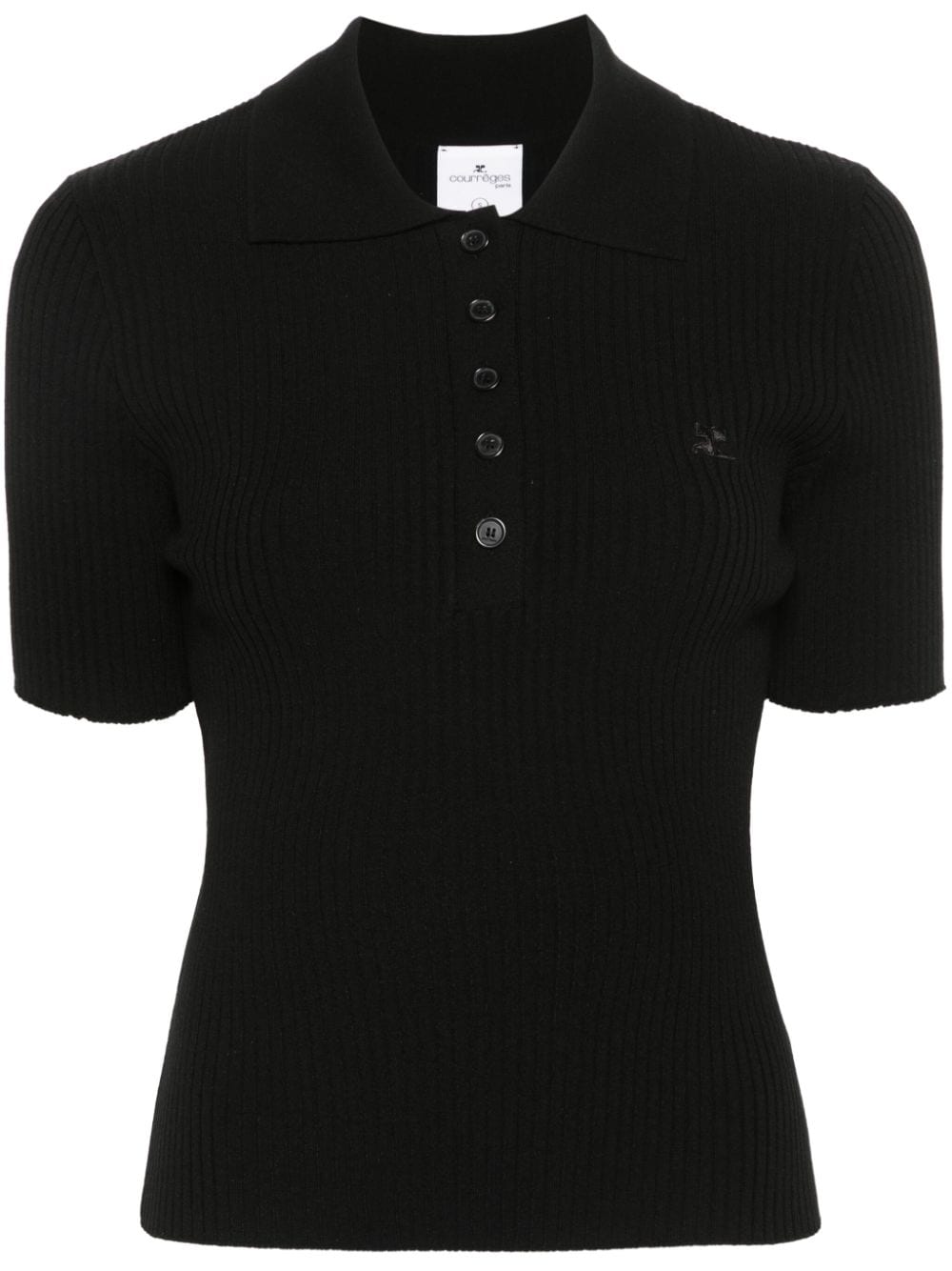 Courrèges logo-patch knitted polo top - Black von Courrèges