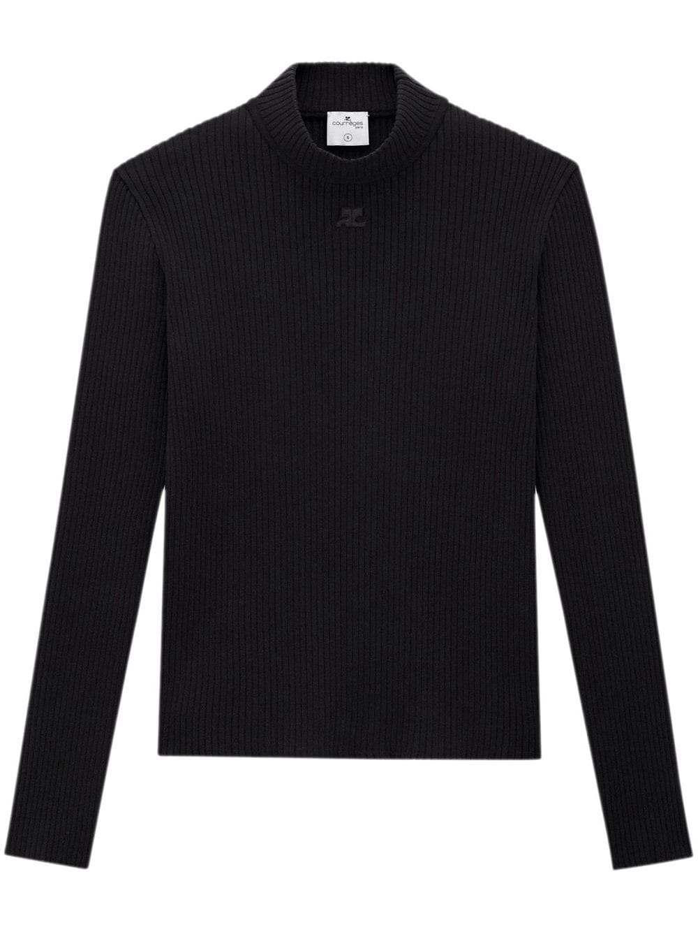 Courrèges logo-patch rib-knit jumper - Black von Courrèges